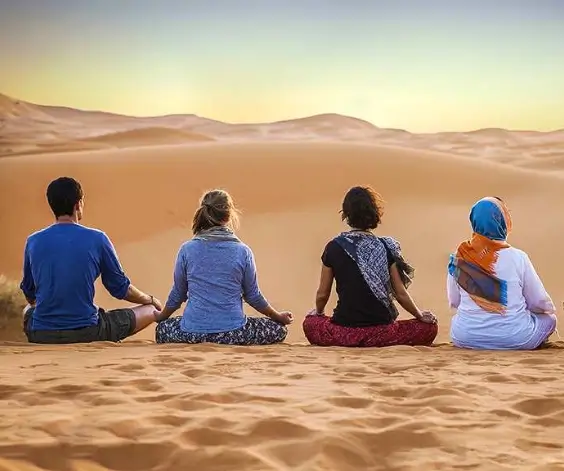 Yoga in desert